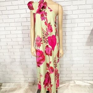 chinese dress ladies Farm Rio Provisrio 3D Roses One-Shoulder Mini Dress